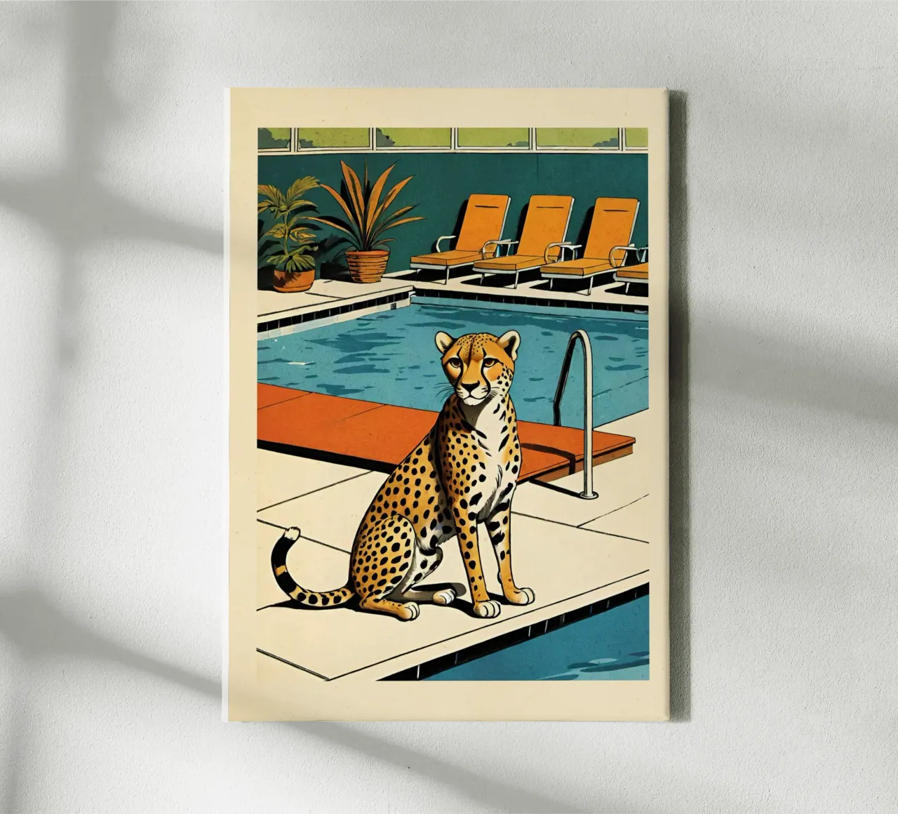 Zwembad Panter Retro Pop Art Ontwerp Gepard am Pool Bujaboom canvas van bujaboom