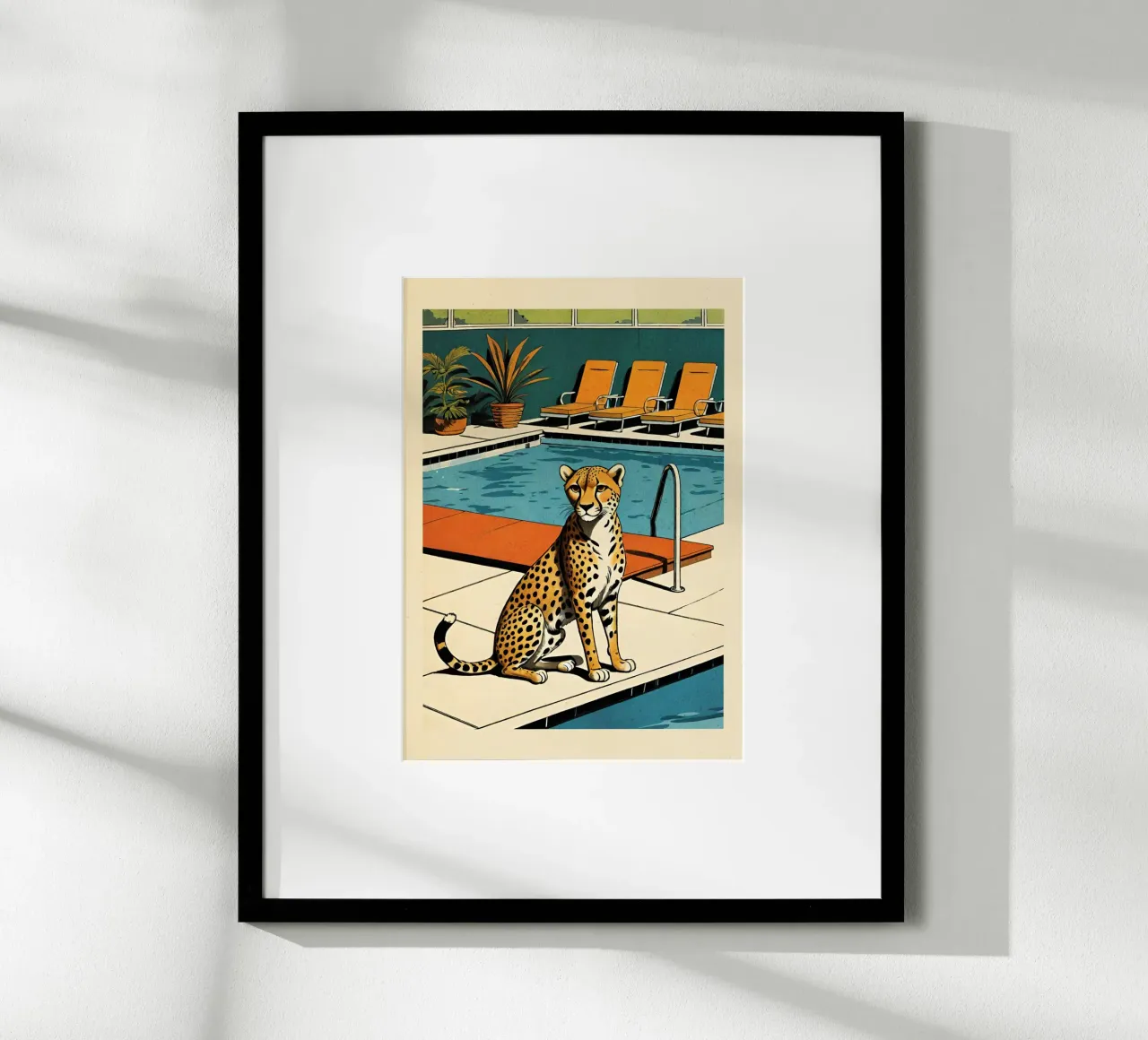 Zwembad Panter Retro Pop Art Ontwerp Gepard am Pool Bujaboom hahnemühle van bujaboom
