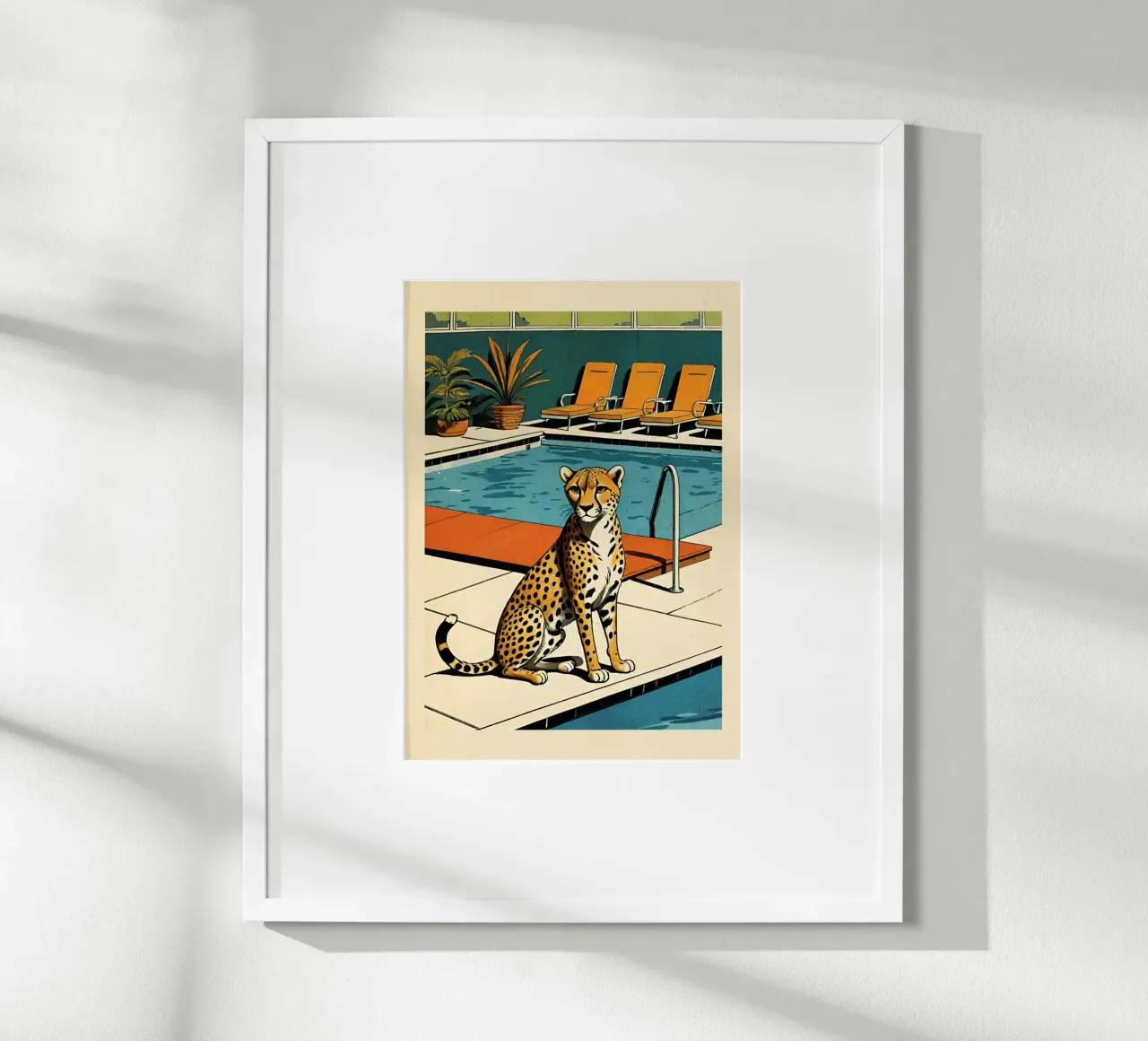 Zwembad Panter Retro Pop Art Ontwerp Gepard am Pool Bujaboom hahnemühle van bujaboom