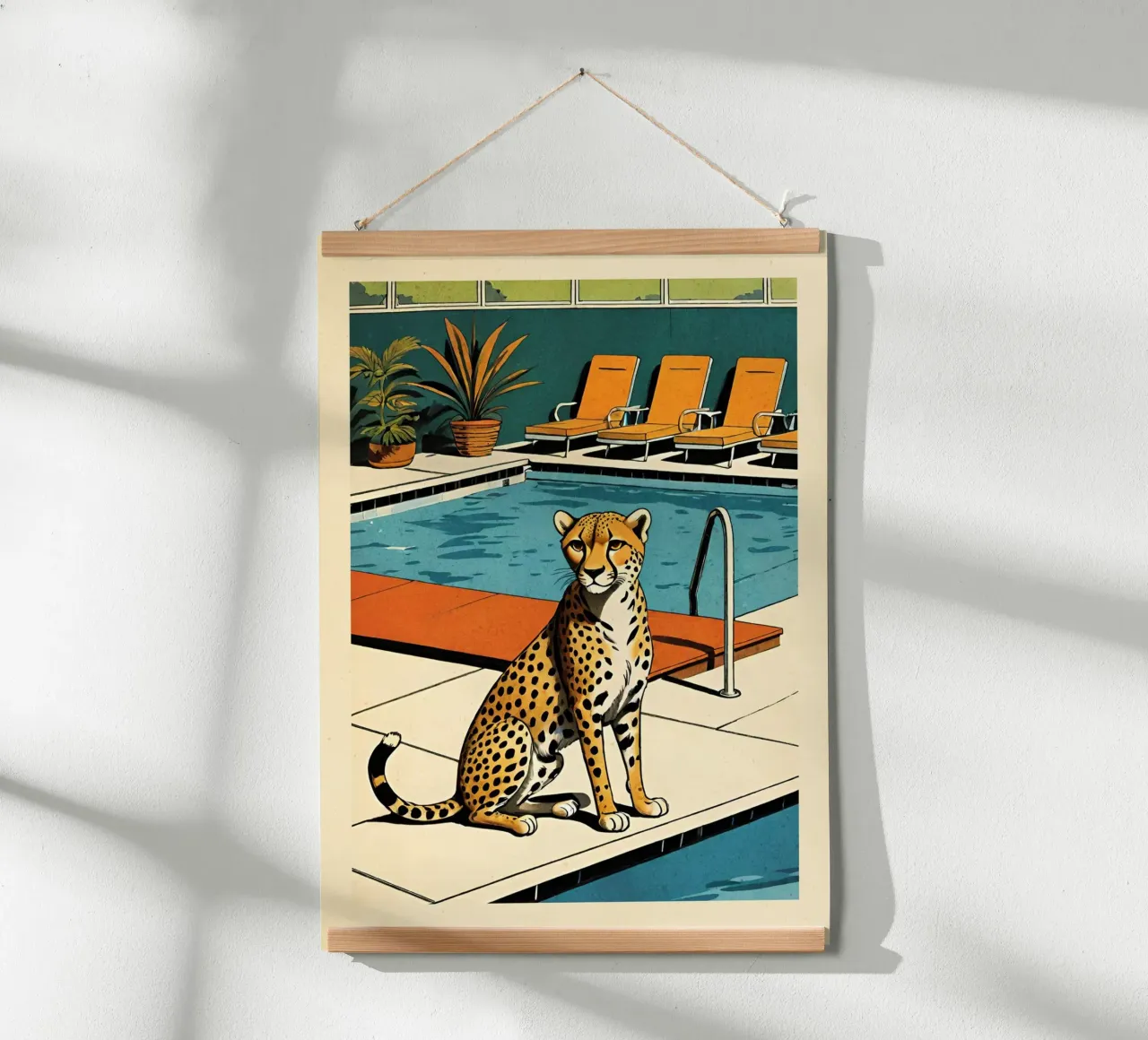 Zwembad Panter Retro Pop Art Ontwerp Gepard am Pool Bujaboom hahnemühle van bujaboom