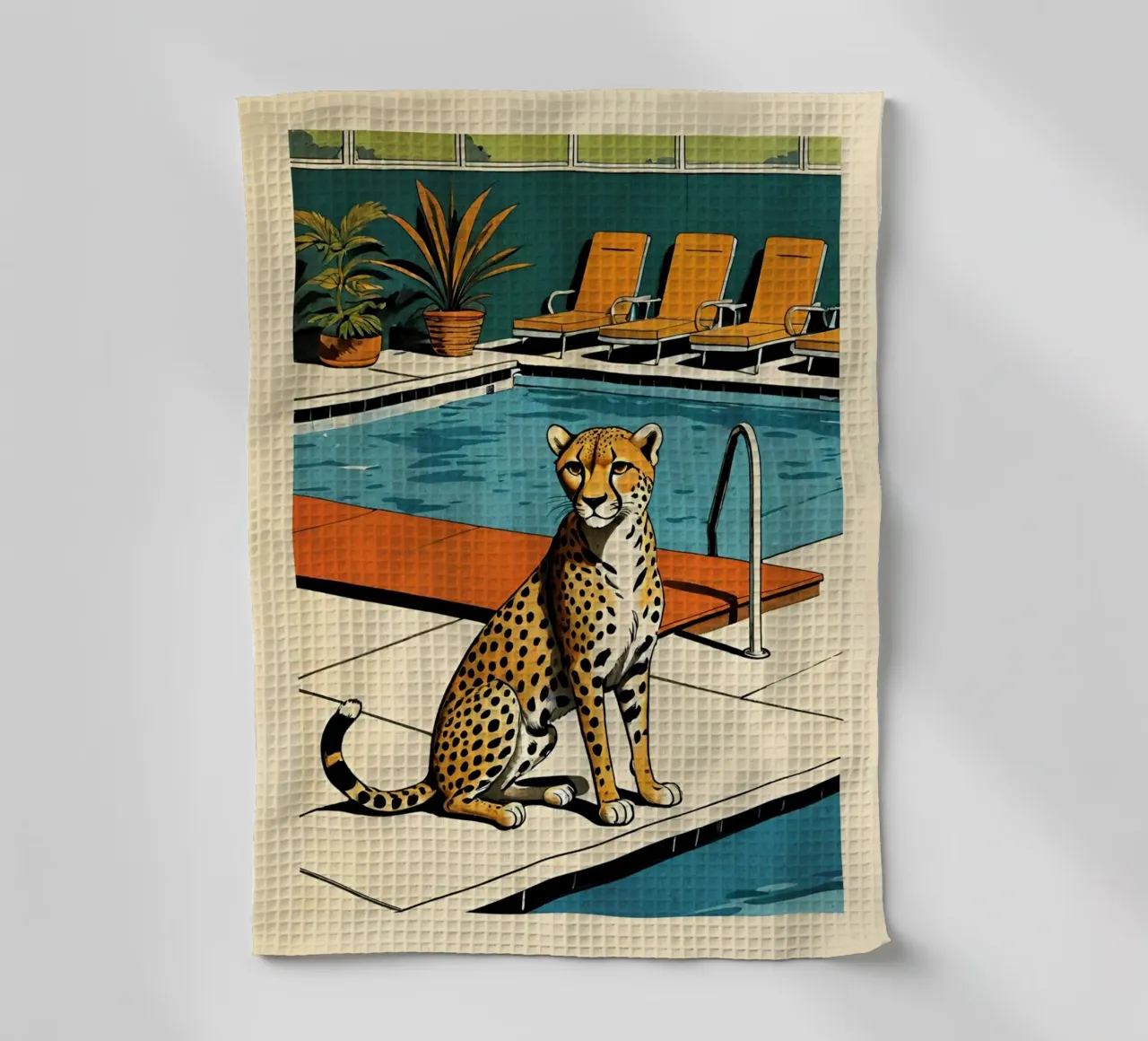 Pantera da piscina Retro Pop Art Design Gepard am Pool Bujaboom canovaccio da cucina da bujaboom