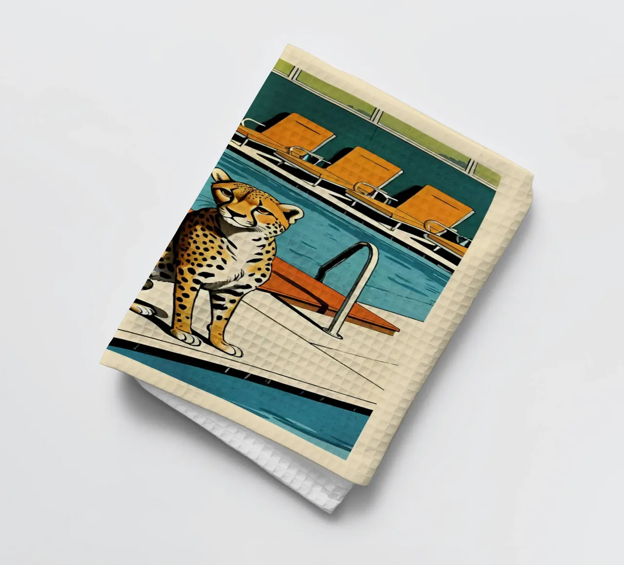 Pantera da piscina Retro Pop Art Design Gepard am Pool Bujaboom canovaccio da cucina da bujaboom