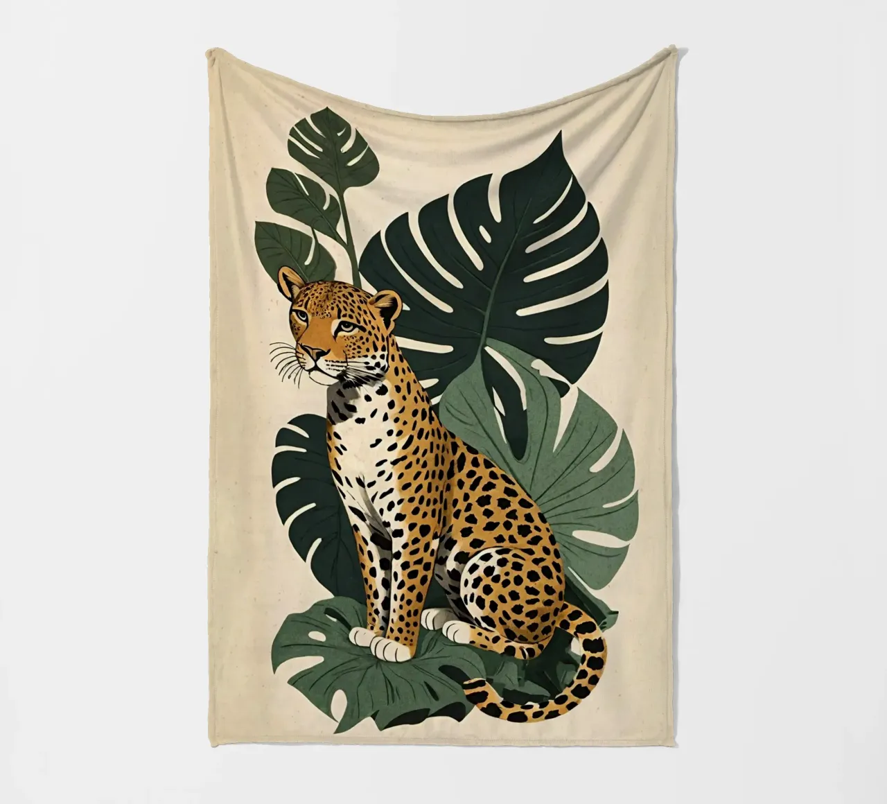 Design leopardato con foglie tropicali Bujaboom coperta in pile da bujaboom