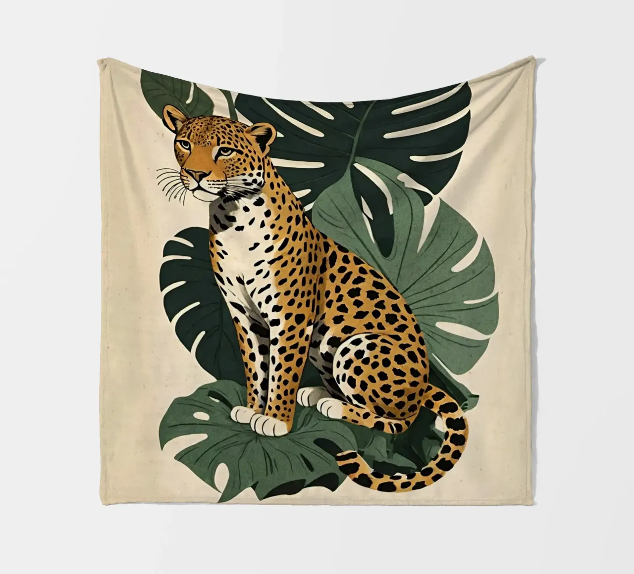 Design leopardato con foglie tropicali Bujaboom coperta in pile da bujaboom