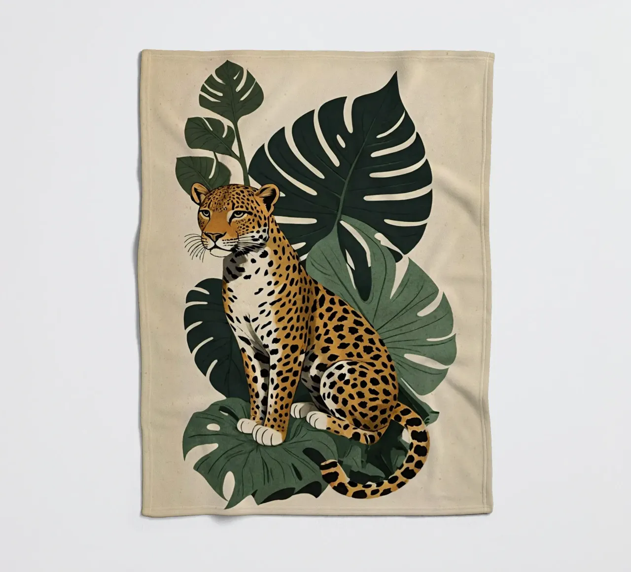 Design leopardato con foglie tropicali Bujaboom coperta in pile da bujaboom