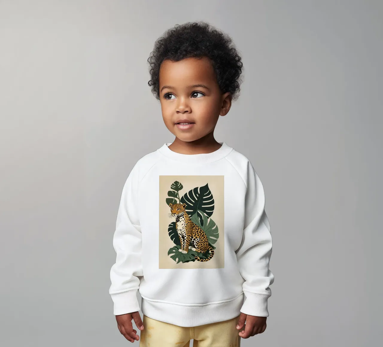 Design leopardato con foglie tropicali Bujaboom felpa neonato da bujaboom