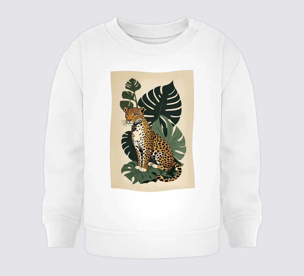 Design leopardato con foglie tropicali Bujaboom felpa neonato da bujaboom