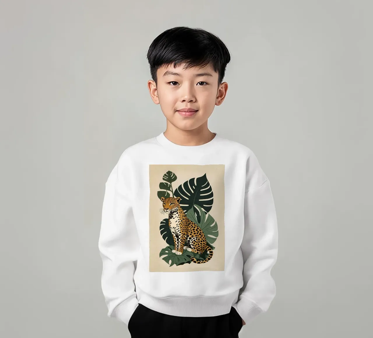 Design leopardato con foglie tropicali Bujaboom felpa bambino da bujaboom