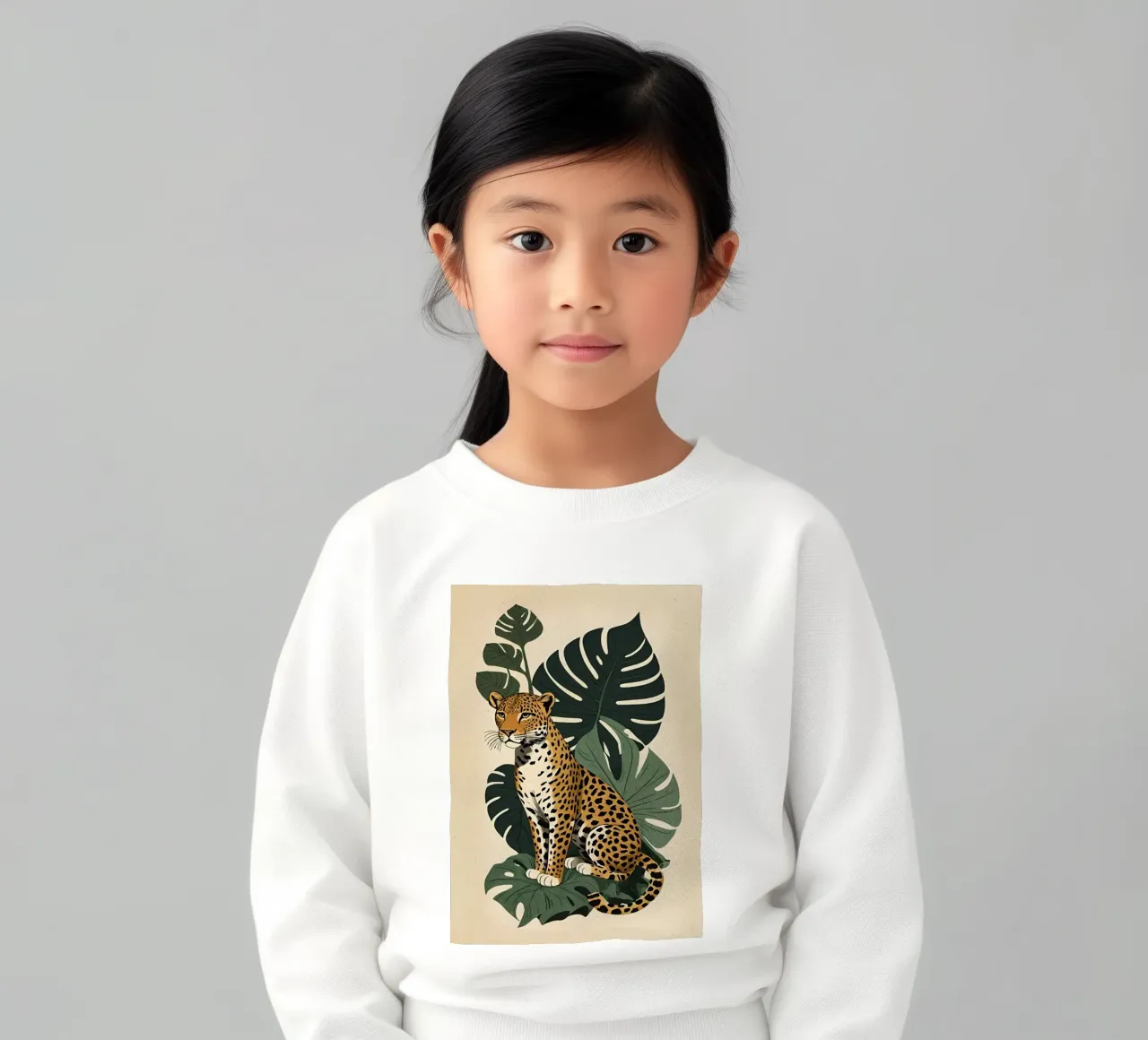 Design leopardato con foglie tropicali Bujaboom felpa bambino da bujaboom