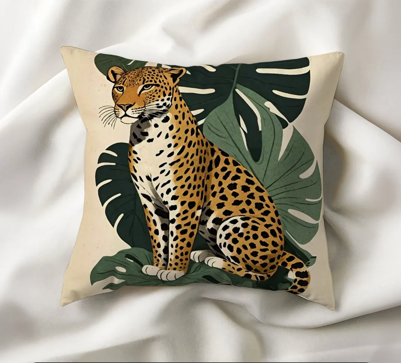 Design leopardato con foglie tropicali Bujaboom cuscino da bujaboom