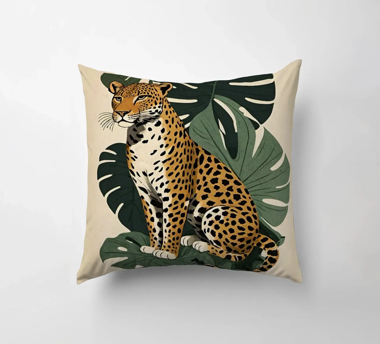 Design leopardato con foglie tropicali Bujaboom cuscino da bujaboom