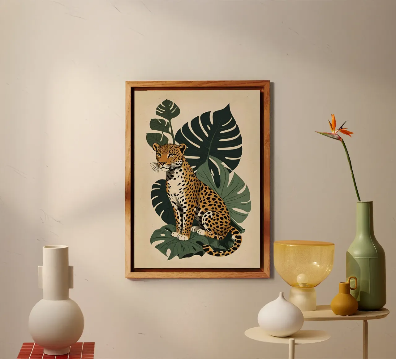 Design leopardato con foglie tropicali Bujaboom alluminio dibond da bujaboom