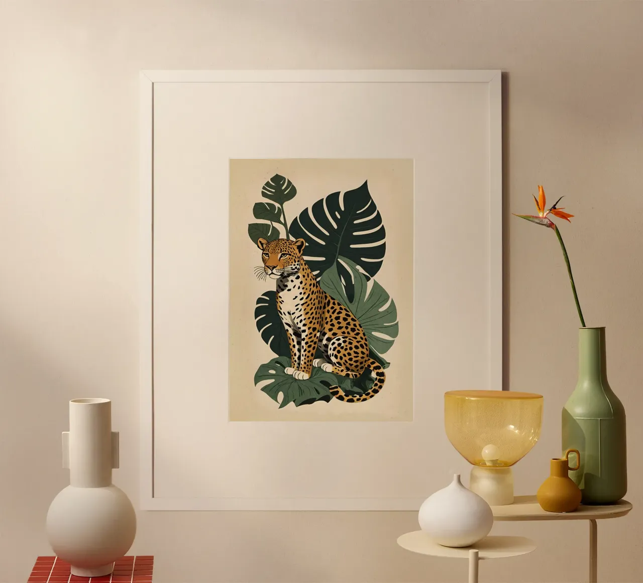 Design leopardato con foglie tropicali Bujaboom carta hahnemühle da bujaboom