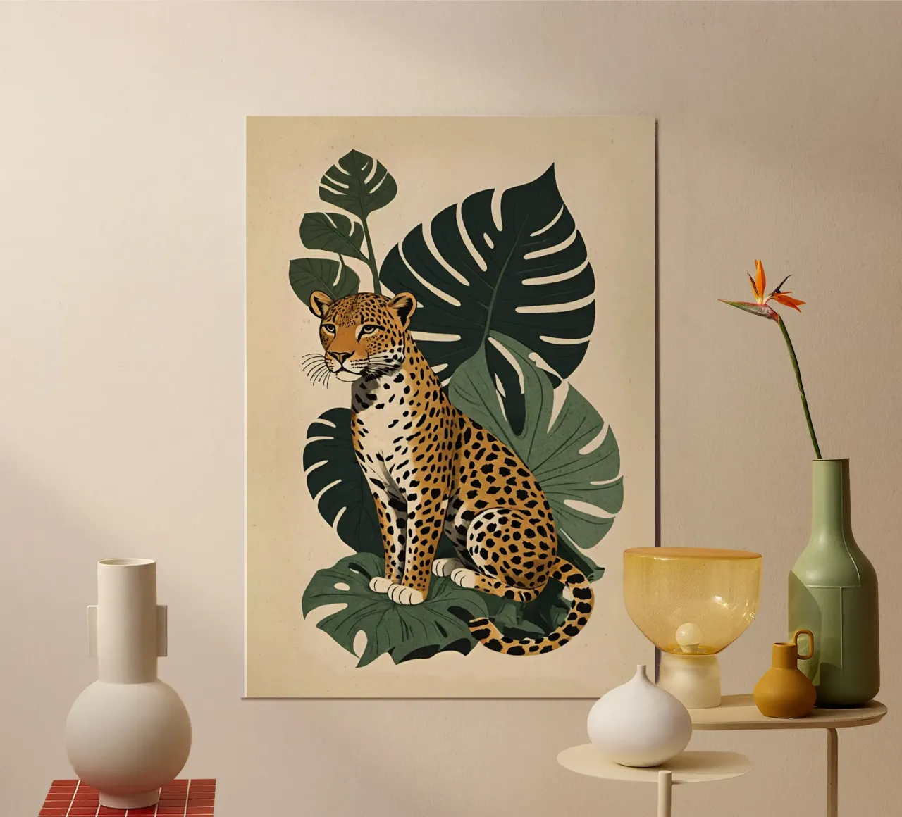 Design leopardato con foglie tropicali Bujaboom carta hahnemühle da bujaboom