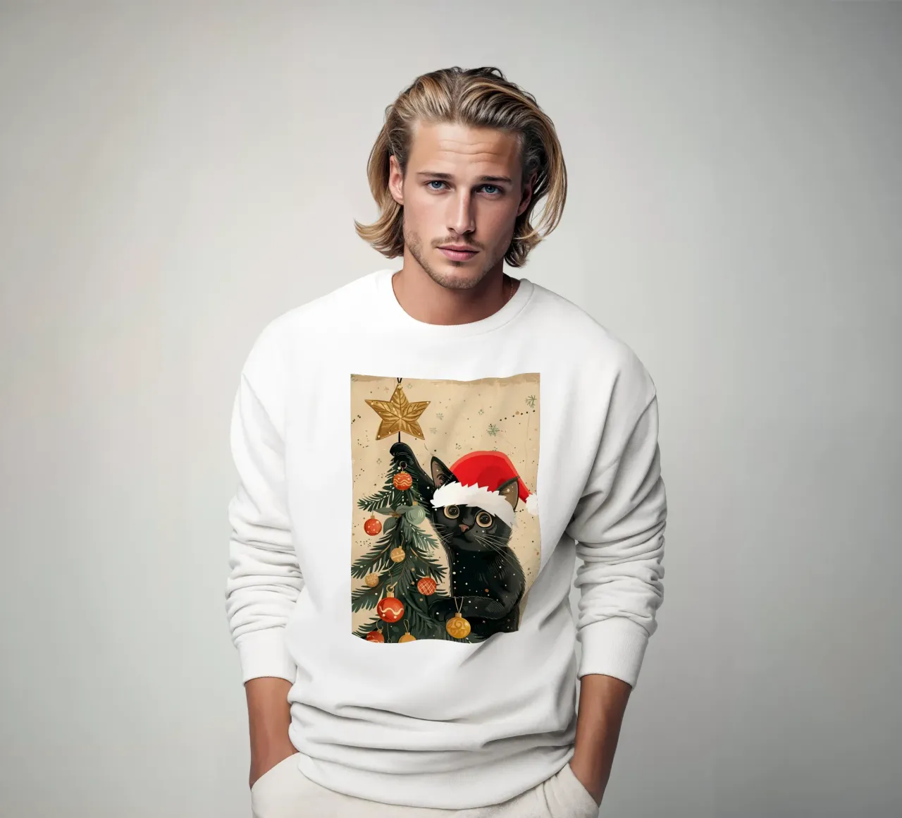 Albero di Natale del gatto nero felpa da Nina Wolf