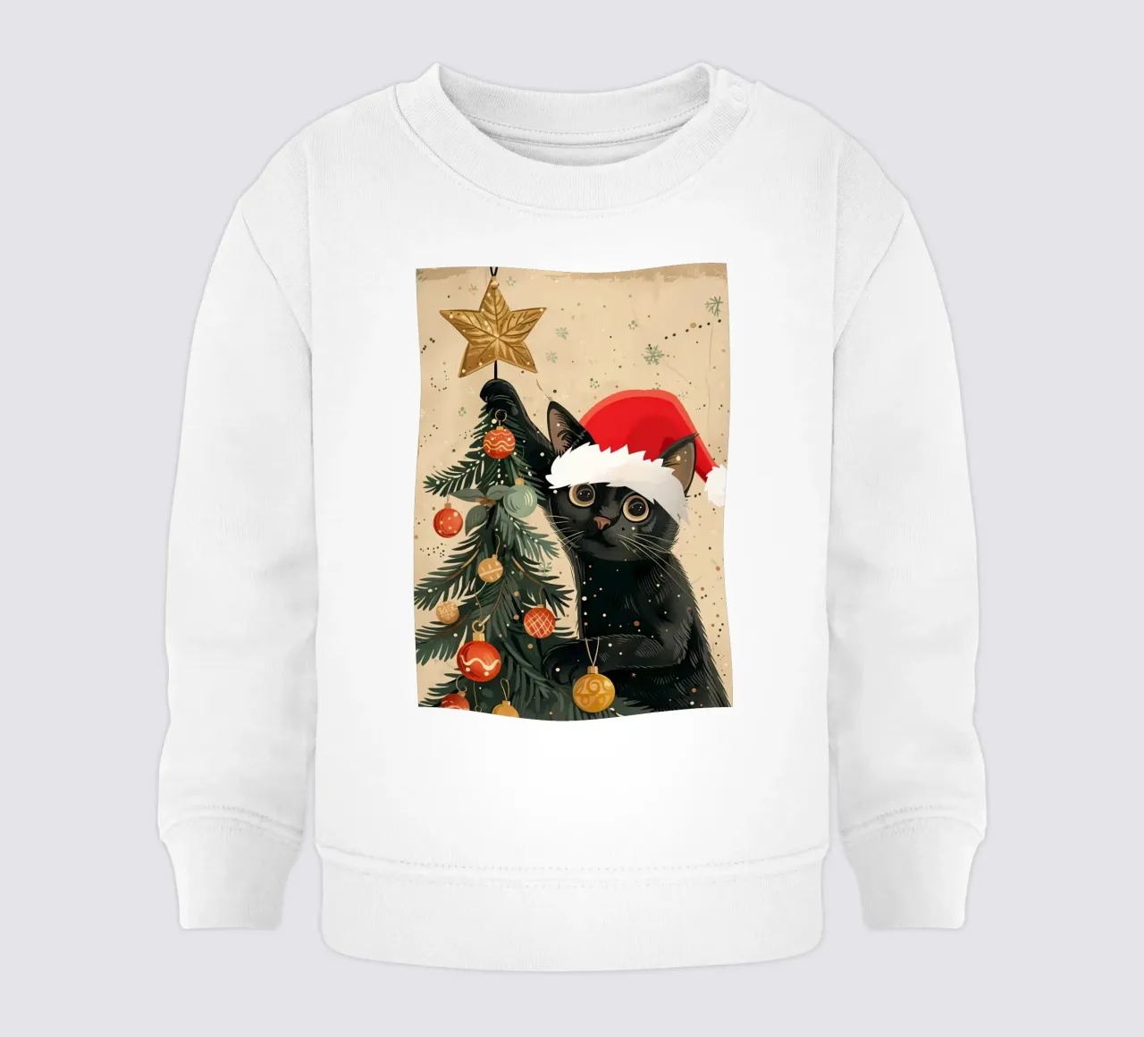 Albero di Natale del gatto nero felpa neonato da Nina Wolf