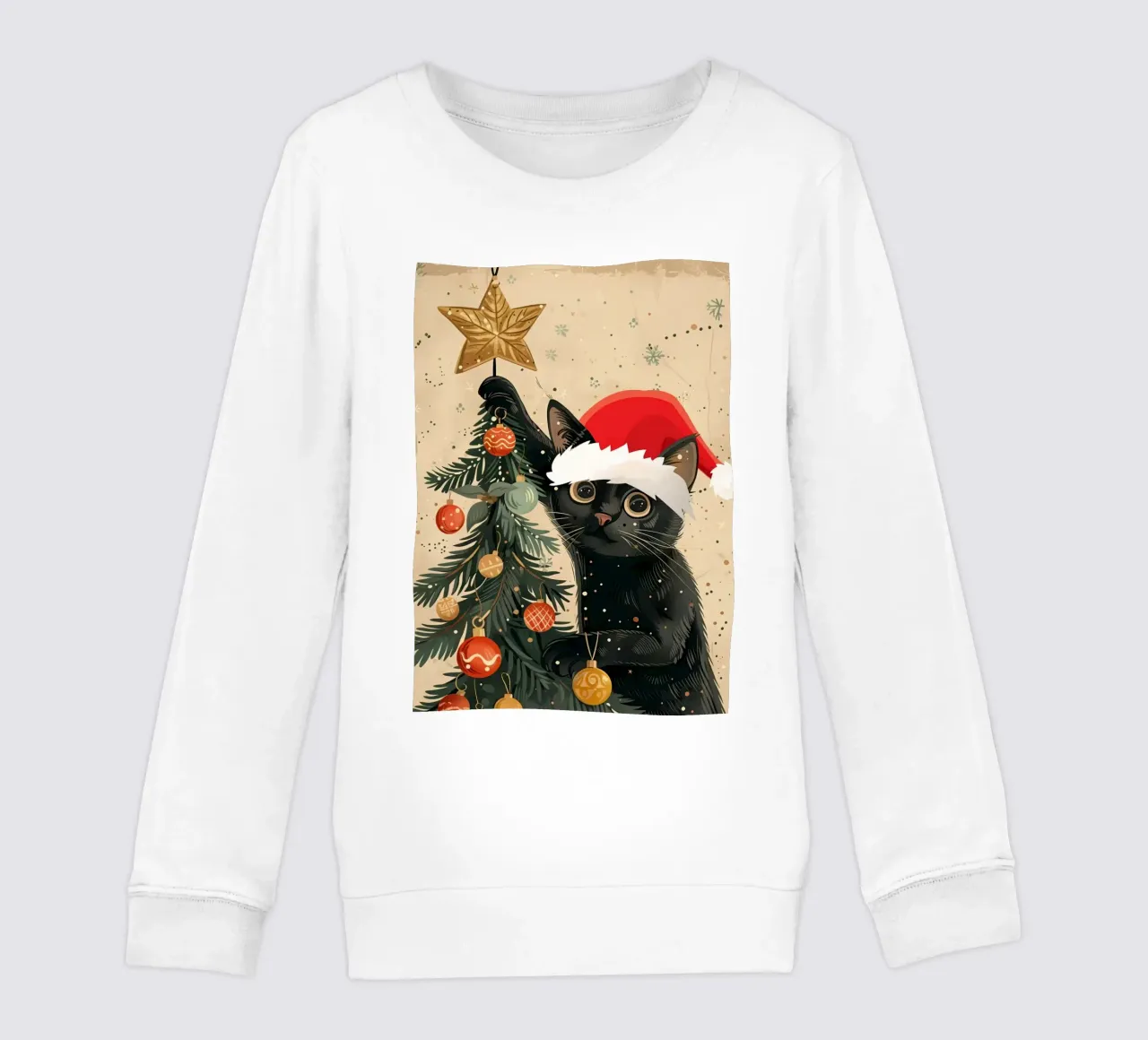 Albero di Natale del gatto nero felpa bambino da Nina Wolf