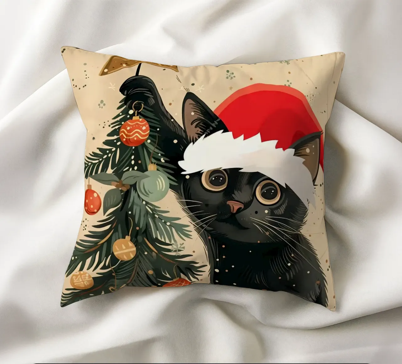 Albero di Natale del gatto nero cuscino da Nina Wolf