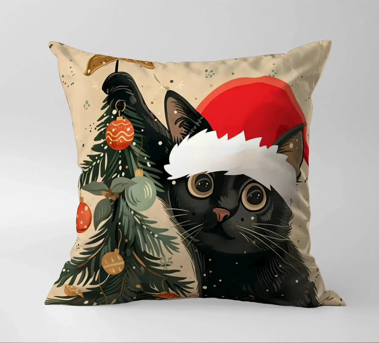 Albero di Natale del gatto nero cuscino da Nina Wolf