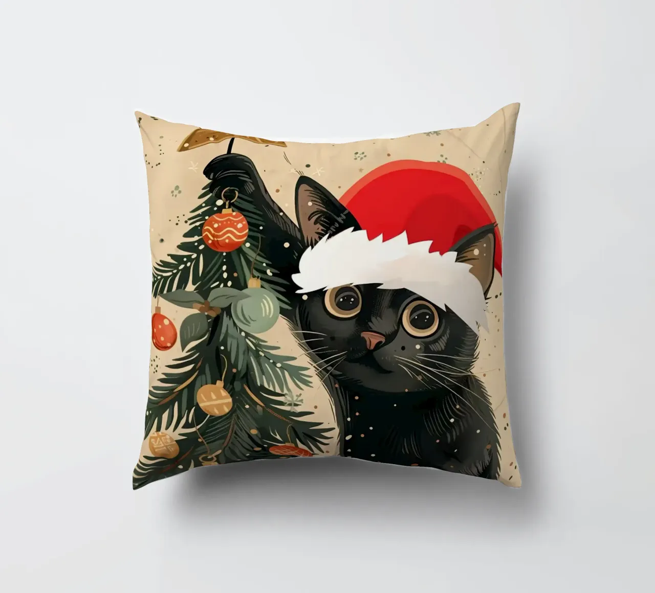Albero di Natale del gatto nero cuscino da Nina Wolf