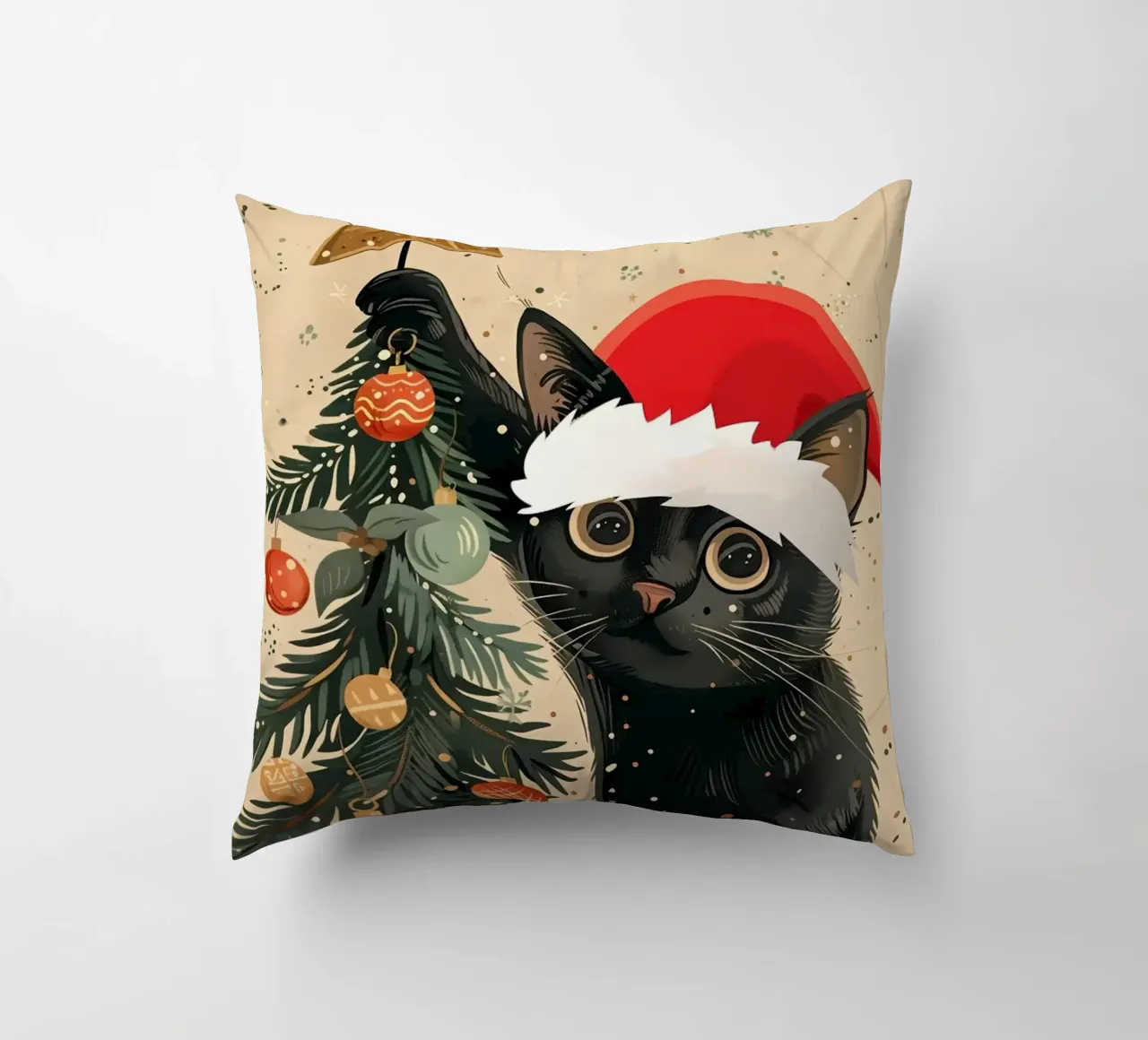 Albero di Natale del gatto nero cuscino da Nina Wolf