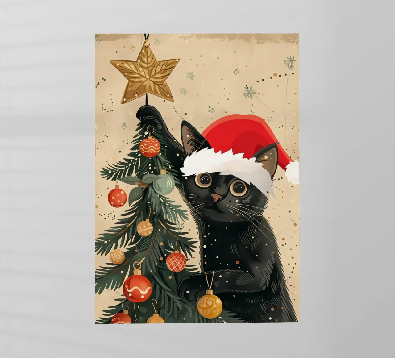 Albero di Natale del gatto nero pellicola backlit da Nina Wolf
