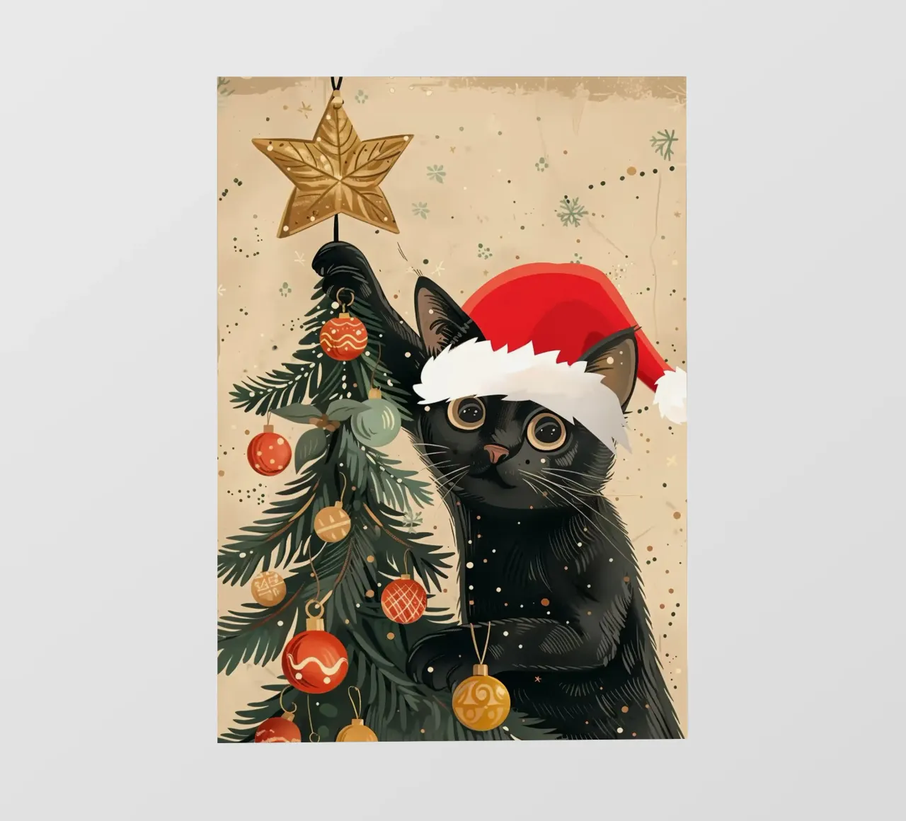Albero di Natale del gatto nero pellicola backlit da Nina Wolf
