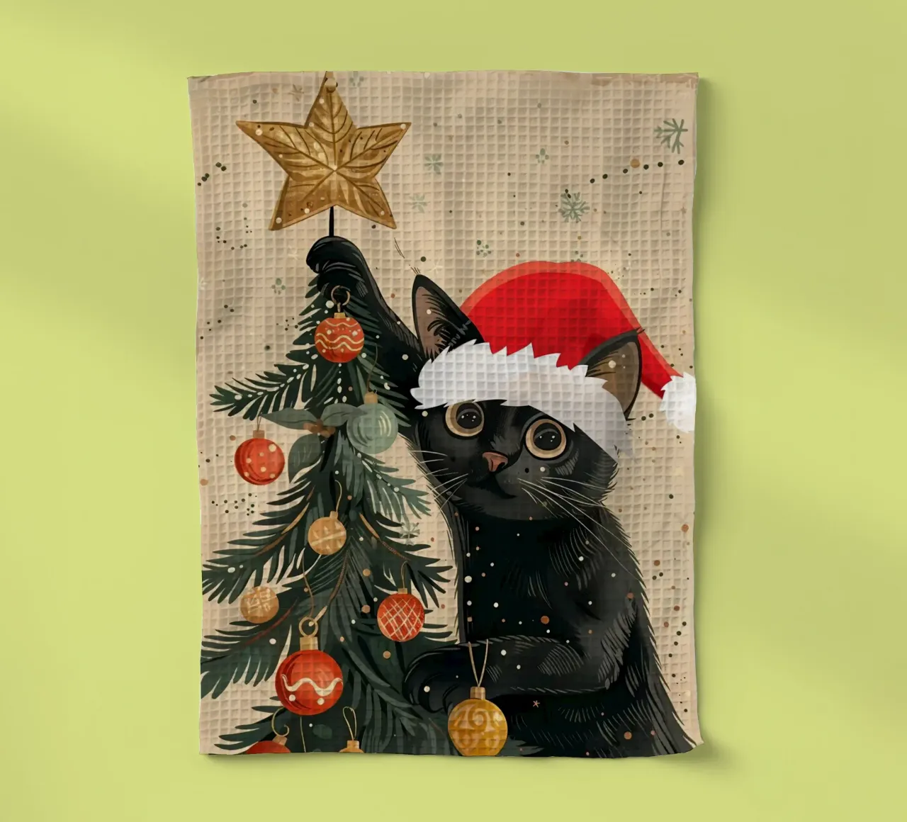 Albero di Natale del gatto nero canovaccio da cucina da Nina Wolf