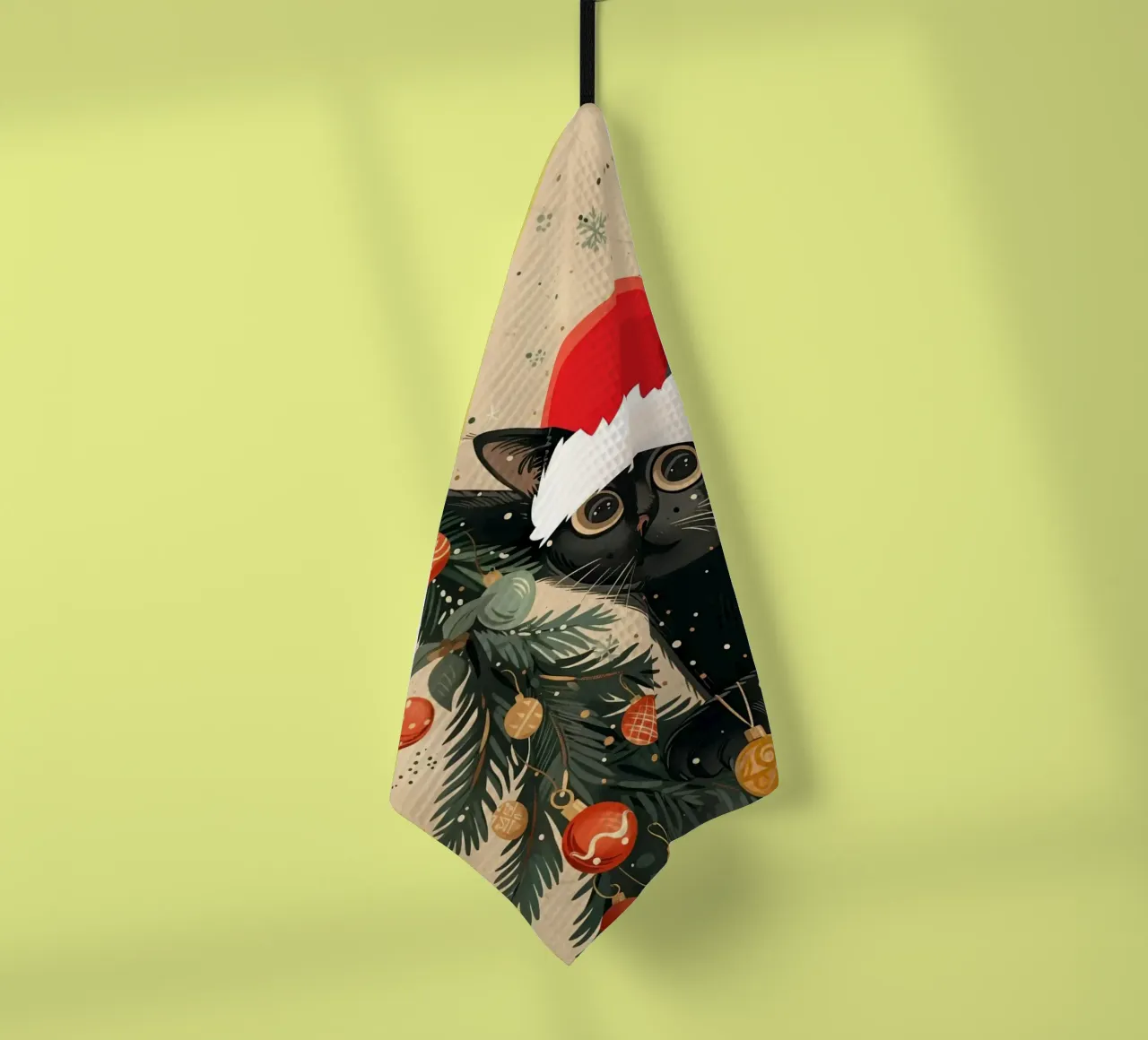 Albero di Natale del gatto nero canovaccio da cucina da Nina Wolf
