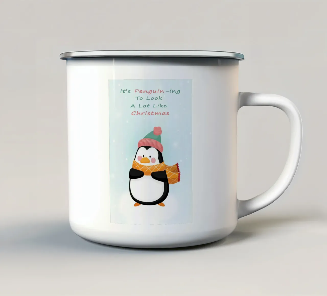 Pinguino di Natale tazza in smalto da Nina Wolf