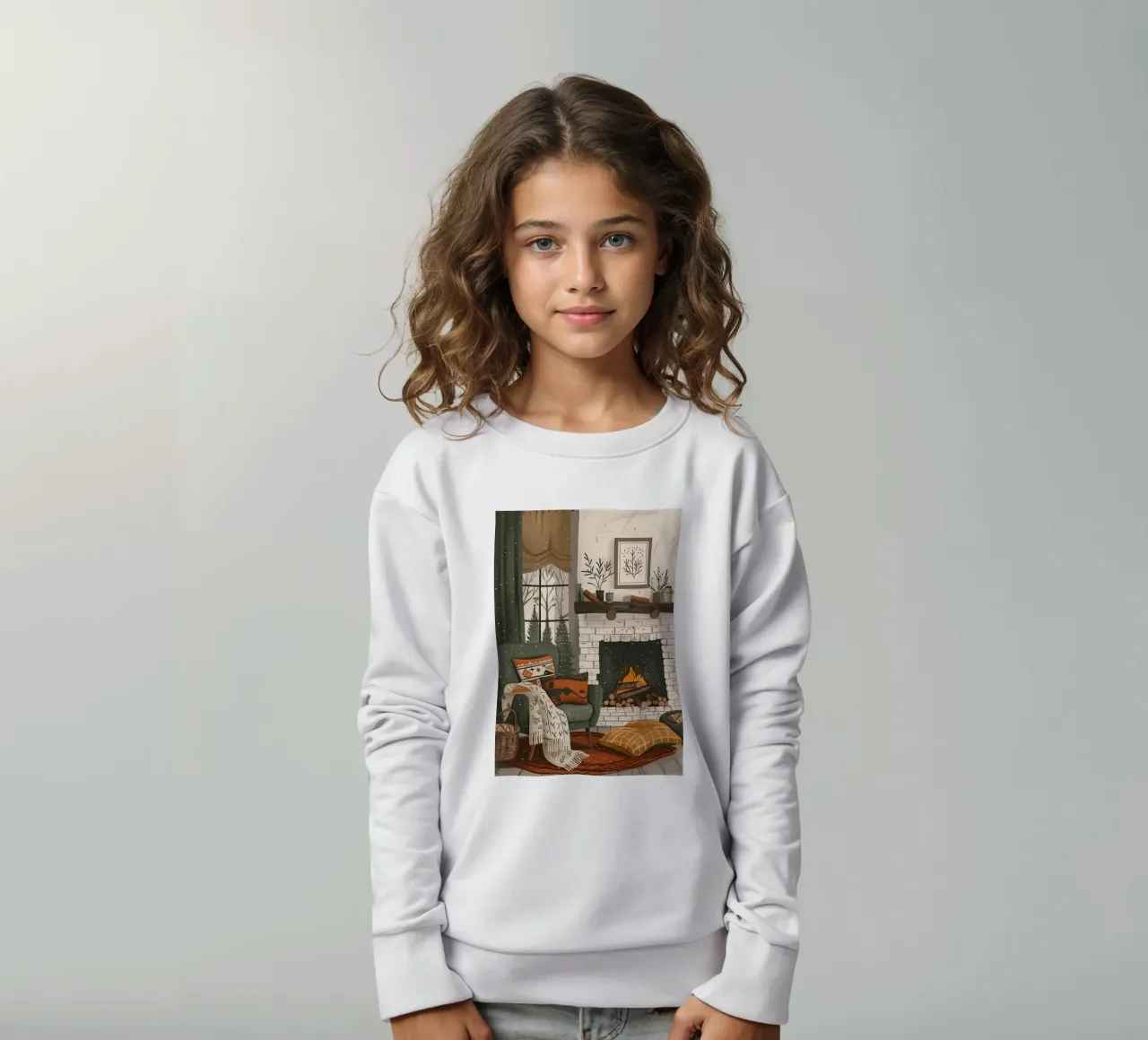 Accogliente camera con caminetto felpa bambino da Nina Wolf