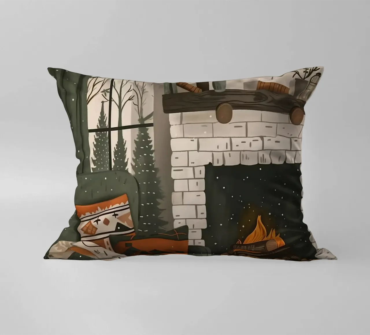 Accogliente camera con caminetto cuscino da Nina Wolf