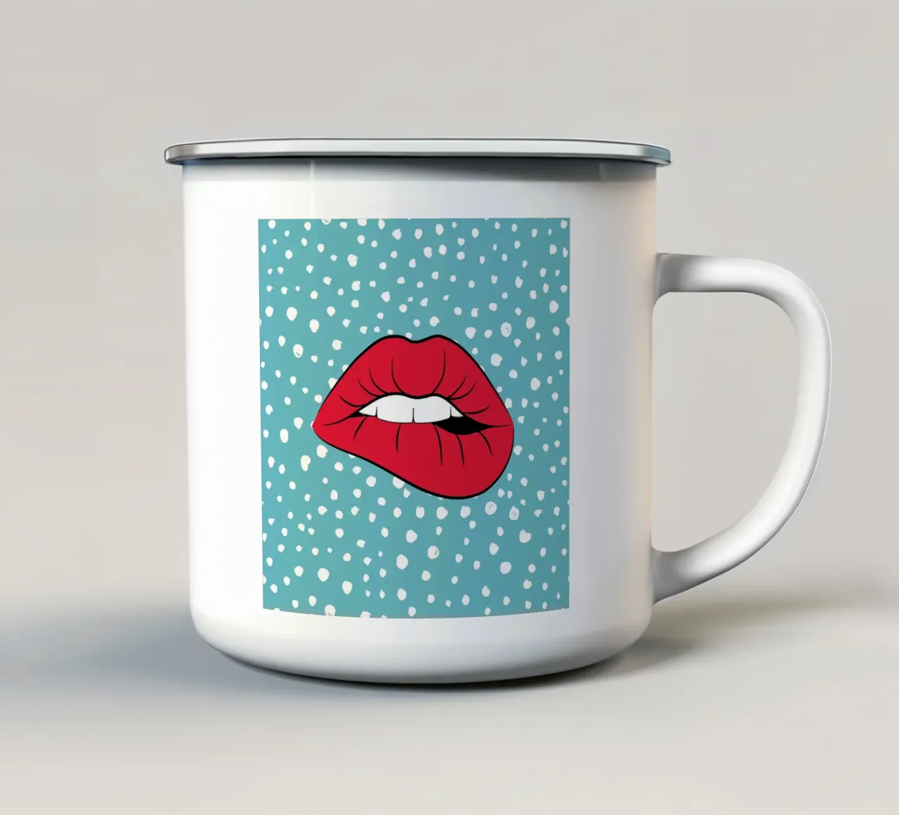 Labbra rosse sexy tazza in smalto da Martina