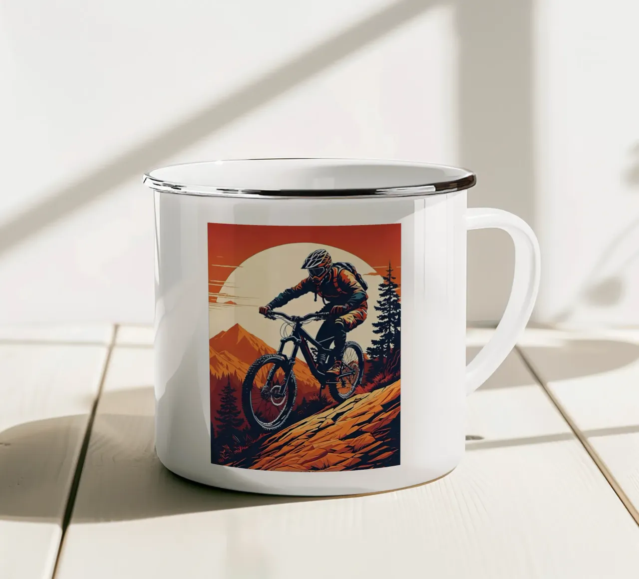 Discesa in mountain bike a tutta velocità tazza in smalto da ARTVI-SHOP