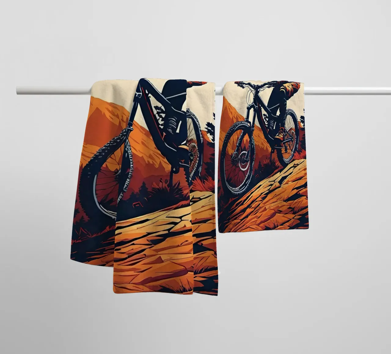 Discesa in mountain bike a tutta velocità asciugamano da bagno da ARTVI-SHOP