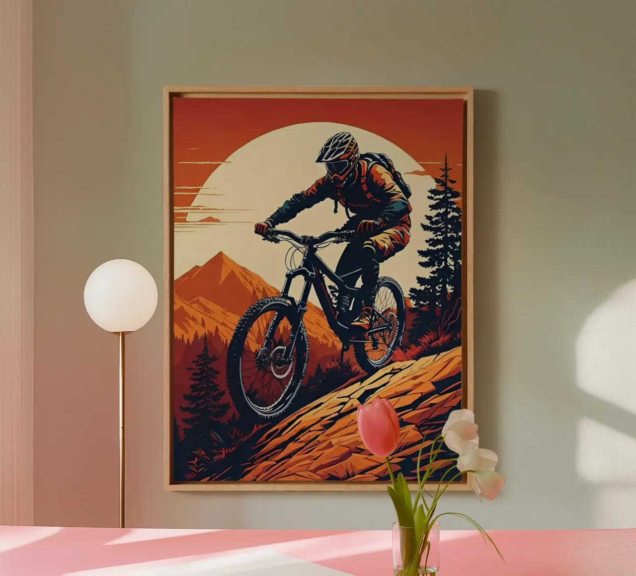 Discesa in mountain bike a tutta velocità tela con Cornice a cassetta da 🎁 ARTVI-SHOP