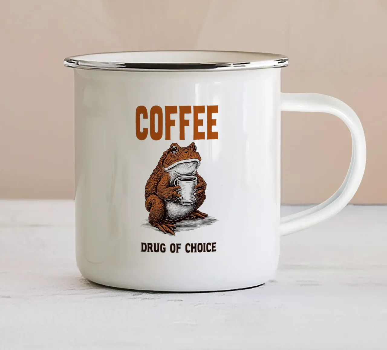 Il caffè - droga della scelta | Per i drogati di caffè tazza in smalto da Autofocus