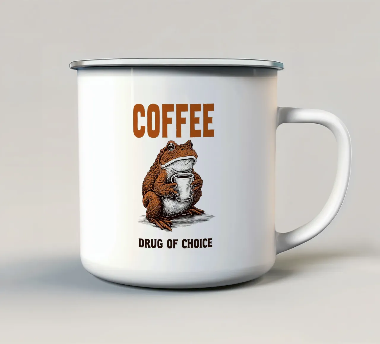 Il caffè - droga della scelta | Per i drogati di caffè tazza in smalto da Autofocus