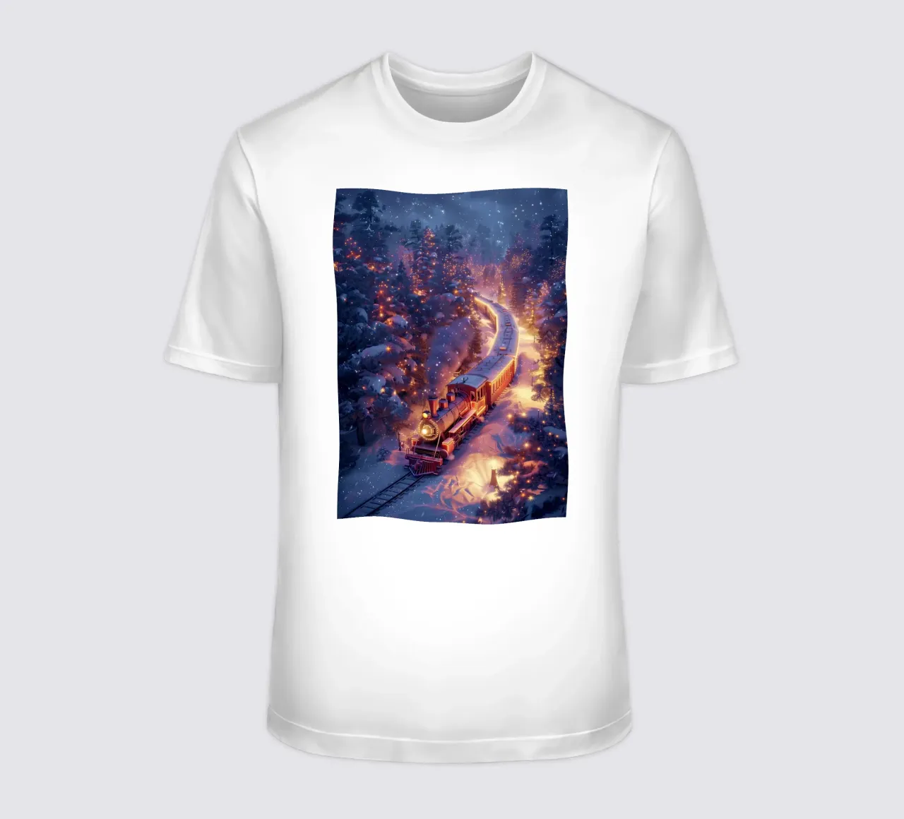 Treno di Natale nella foresta innevata t-shirt da Nina Wolf
