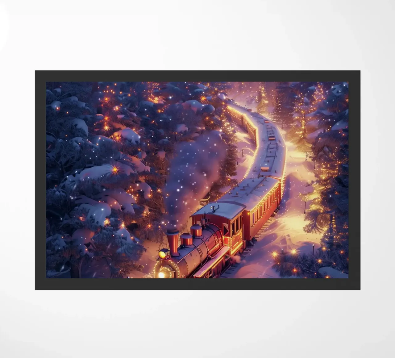 Treno di Natale nella foresta innevata zerbino da Nina Wolf