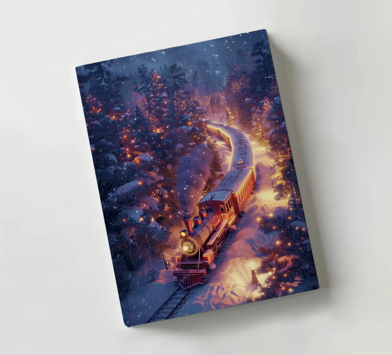 Train de Noël dans une forêt enneigée carnet de notes de Nina Wolf