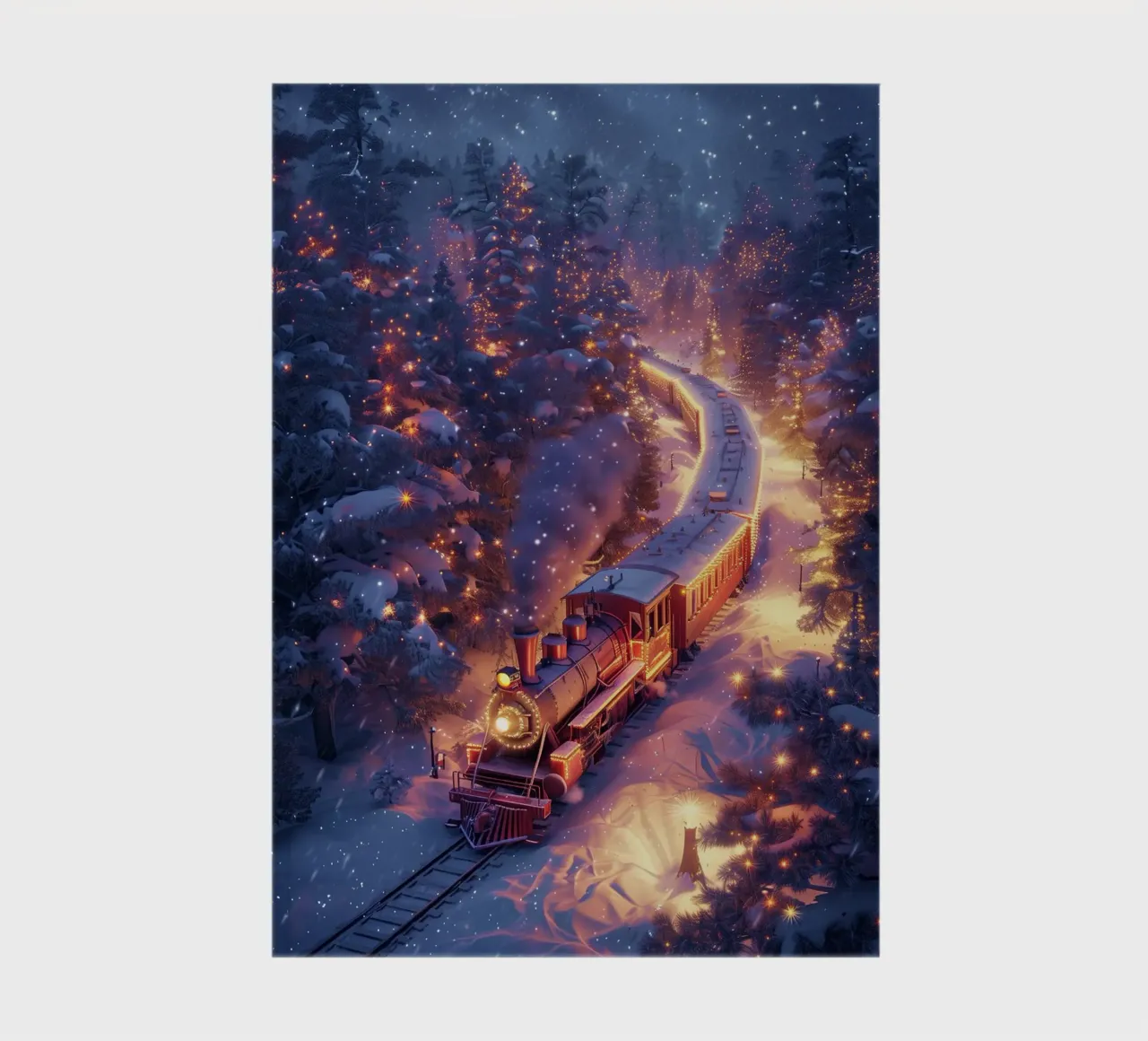 Train de Noël dans une forêt enneigée carnet de notes de Nina Wolf