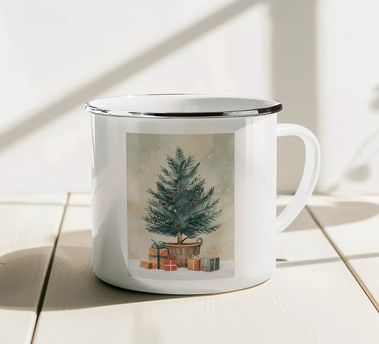Albero di Natale acquerello tazza in smalto da Nina Wolf