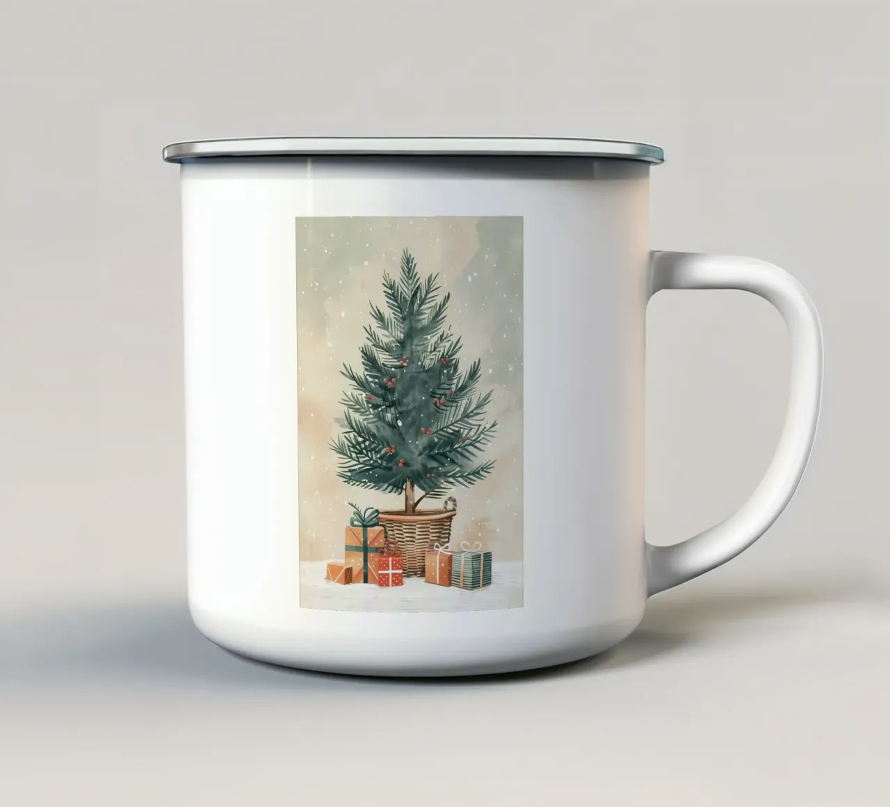 Albero di Natale acquerello tazza in smalto da Nina Wolf