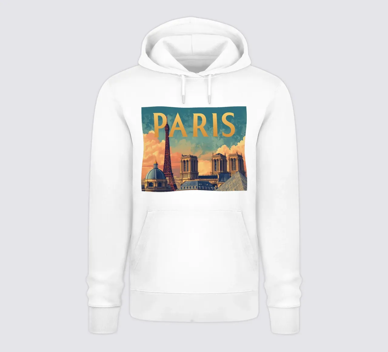 Paisaje urbano de París con la Torre Eiffel y Notre Dame sudadera con capucha de DesignDoodle