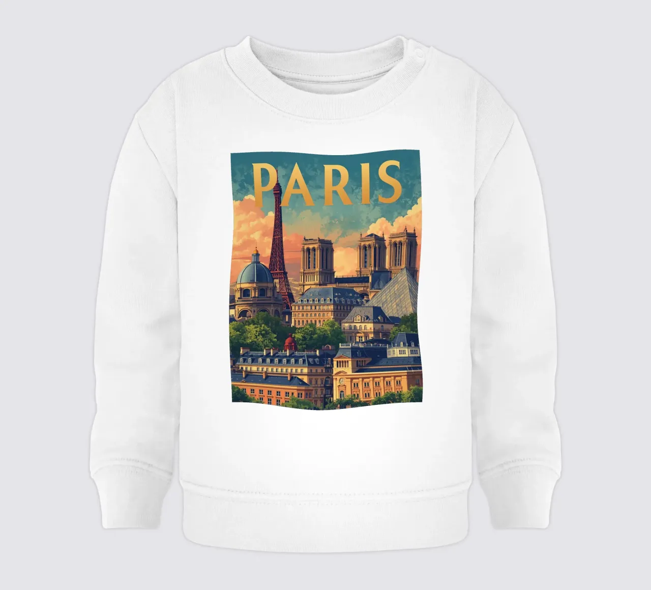 Paesaggio urbano di Parigi con Torre Eiffel e Notre Dame felpa neonato da DesignDoodle