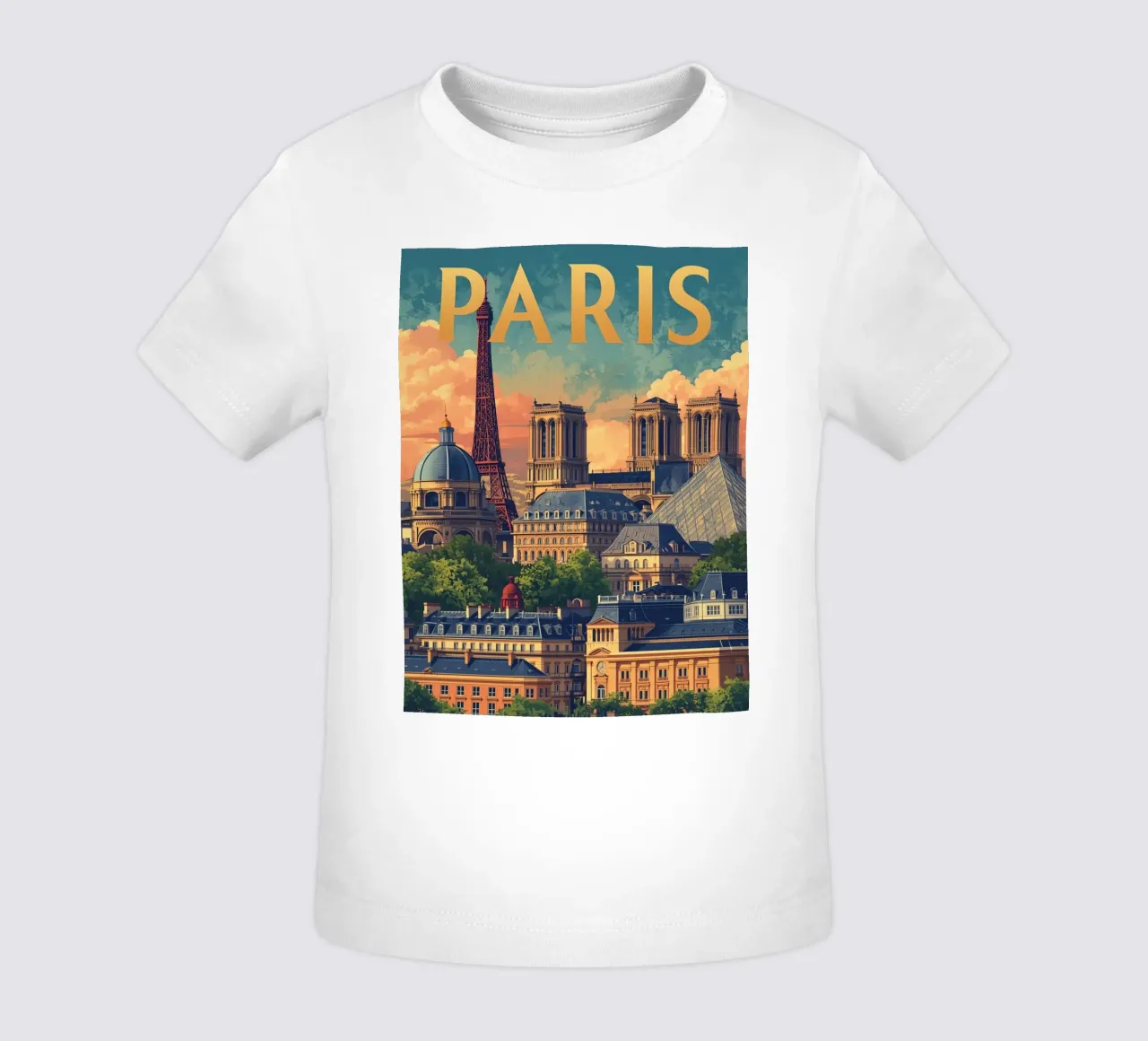 Paesaggio urbano di Parigi con Torre Eiffel e Notre Dame maglietta neonato da DesignDoodle