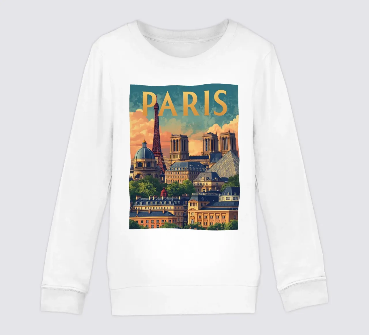 Paesaggio urbano di Parigi con Torre Eiffel e Notre Dame felpa bambino da DesignDoodle