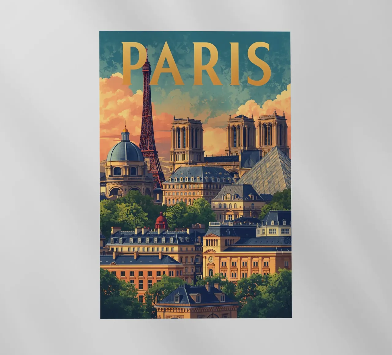 Paesaggio urbano di Parigi con Torre Eiffel e Notre Dame pellicola backlit da DesignDoodle