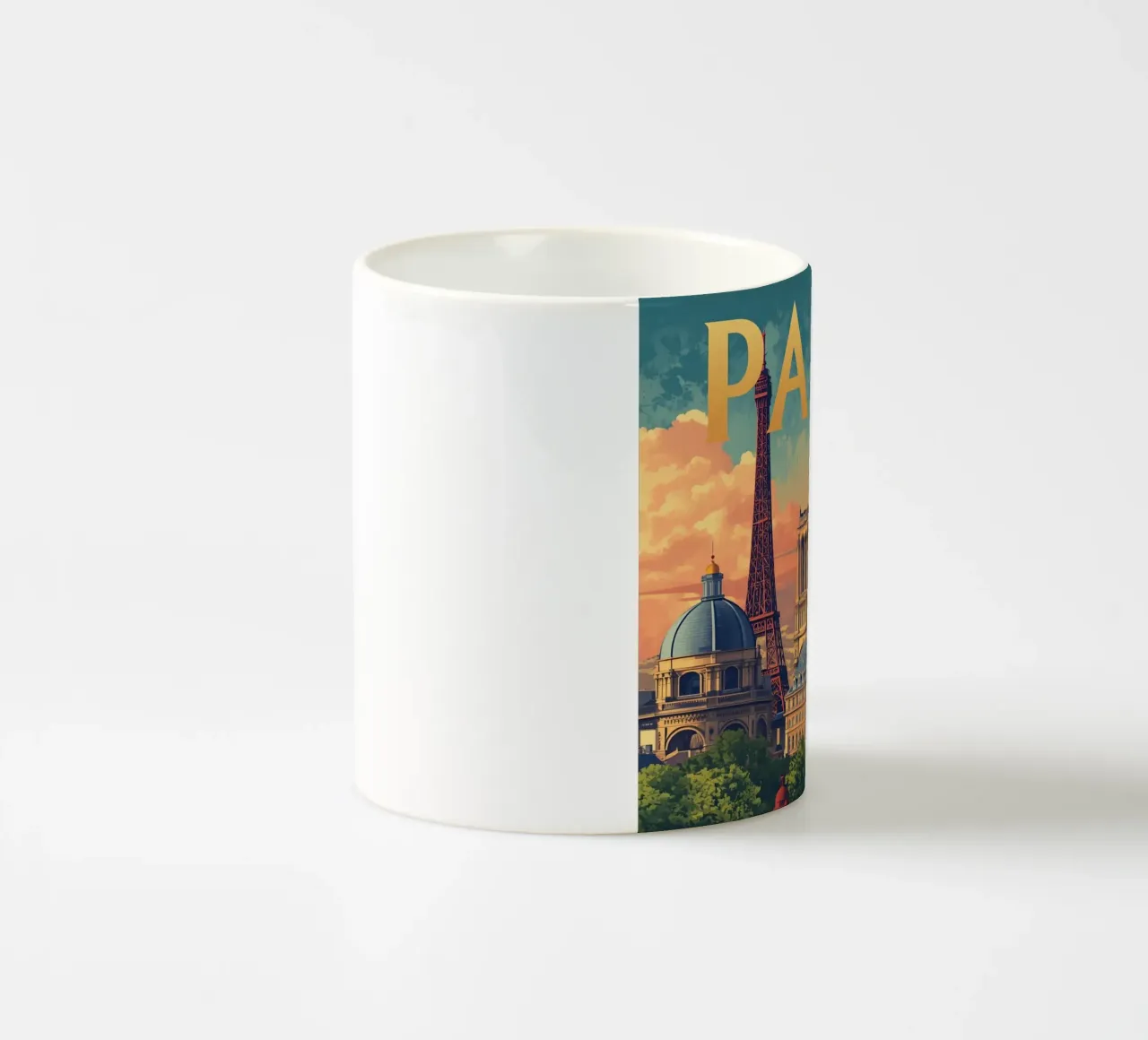 Paesaggio urbano di Parigi con Torre Eiffel e Notre Dame tazza in ceramica da DesignDoodle